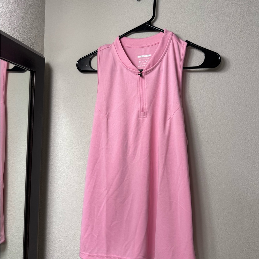 Pink Sleeveless Zip-Up Top